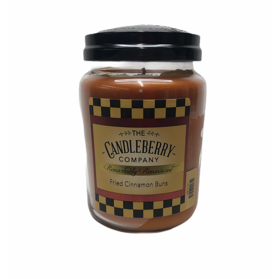 FRIED CINNAMON BUNS – CANDLEBERRY CANDLE COMPANY – 26oz (LARGE SCENTED CANDLE JAR)