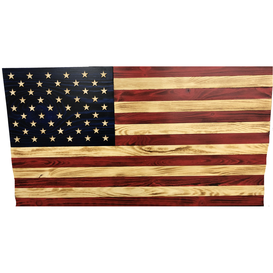 Traditional Red White & Blue, Old Glory Wooden Flag – Handmade in USA