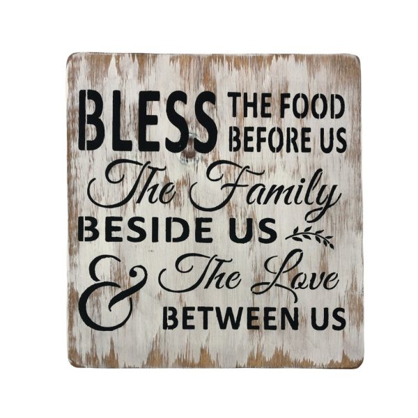 Bless The Food Before Us, The Family Beside Us & The Love Between Us Wooden Sign Made in USA