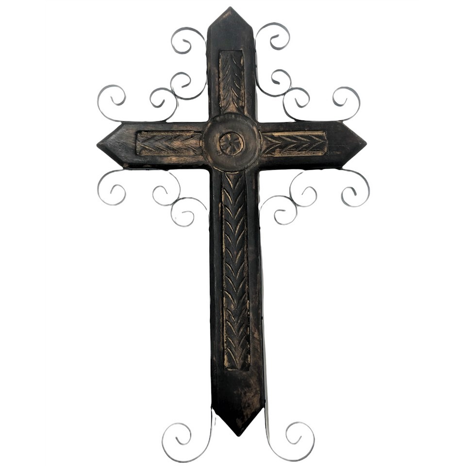 WOOD & METAL DECO WALL CROSS