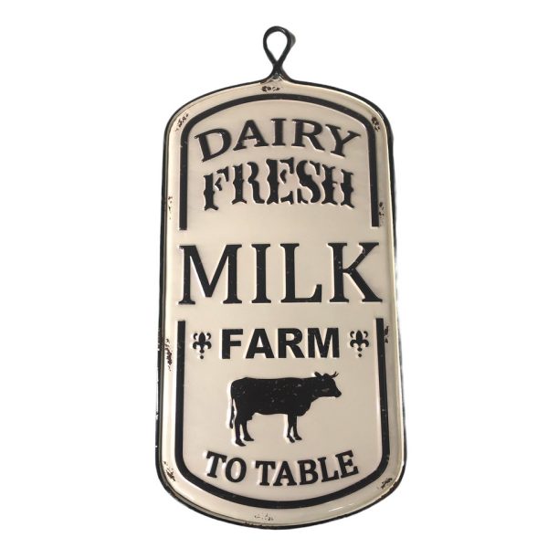 Dairy Fresh Farm to Table Milk, Enamel Wall Hanging