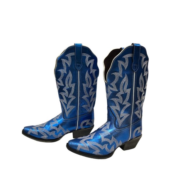 Women's Laredo Sparkly Blue Western Boot Snip Toe Size: 7.5
