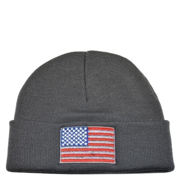 American Flag Knit Charcoal Beanie