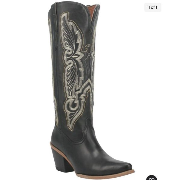 Dan Post Tiany Black Leather Embroidered Western Fashion Boots DP4340 Size: 6