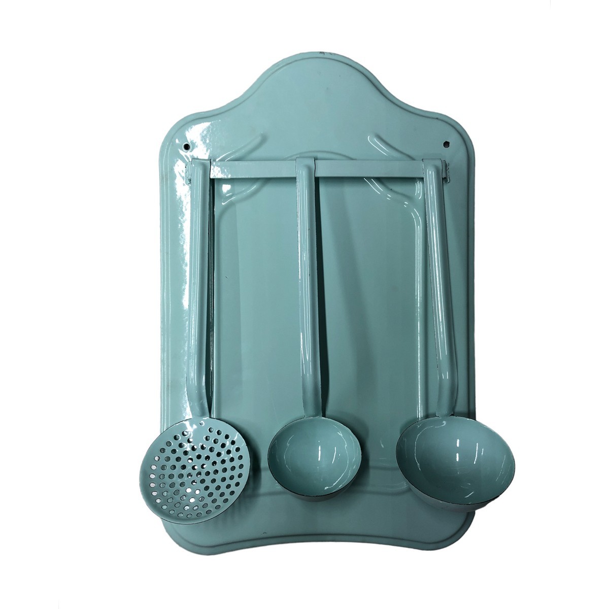 Enamel Kitchen Utensil Rack with 3 Serving Pieces