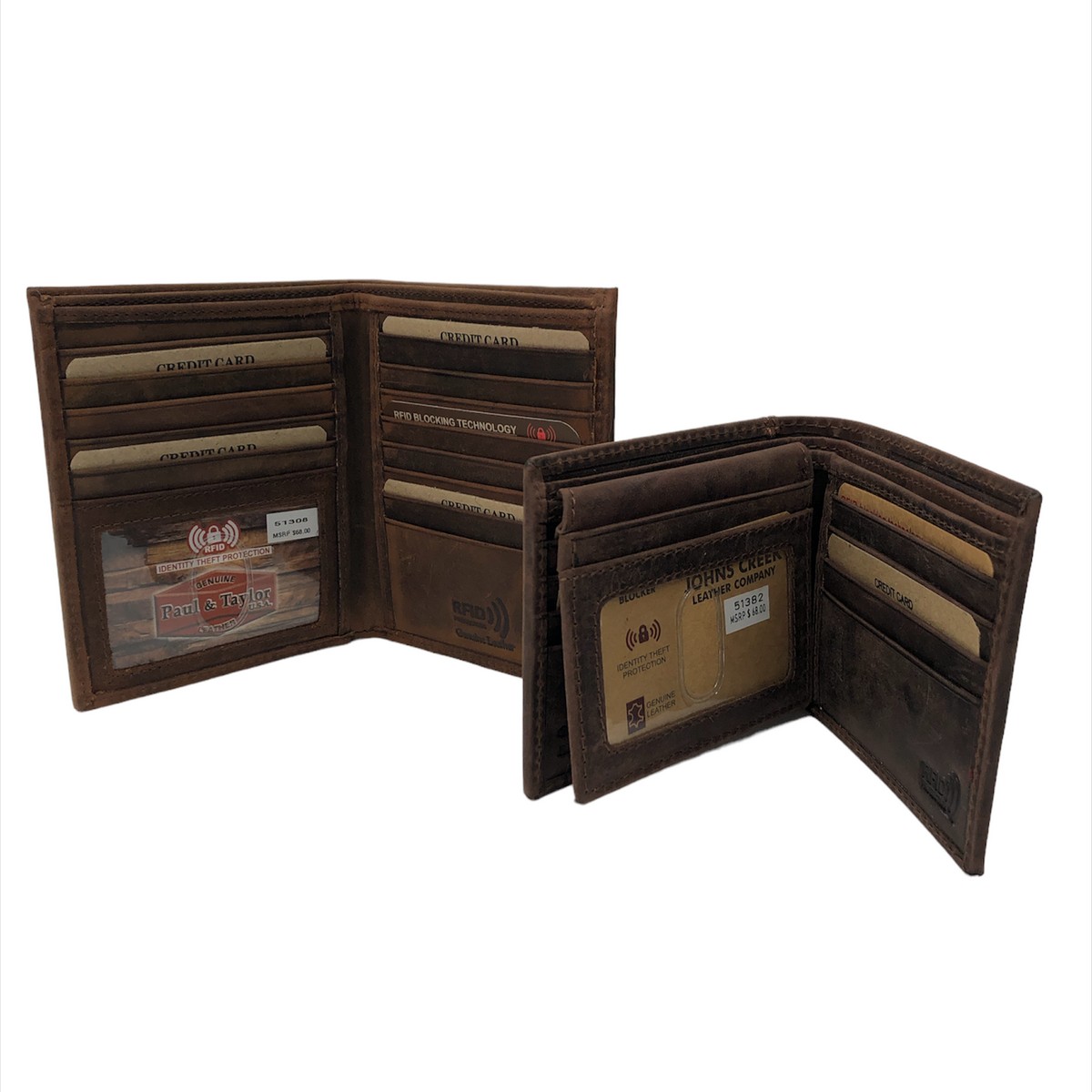 Crazy Horse Leather Bi-Fold Wallet