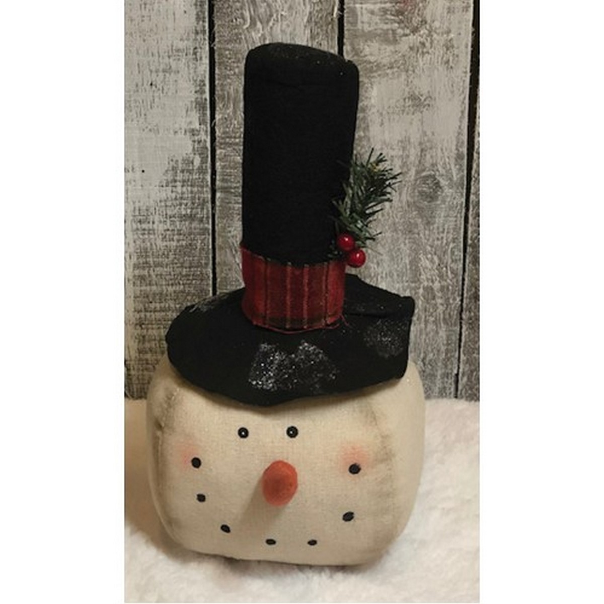 Tall Black Hat Snowman Head Large 12″
