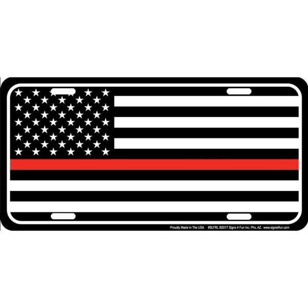 Thin Red Line Flag License Plate