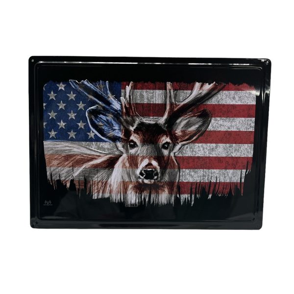 American Flag Buck Deer Metal Sign Metal Sign American Flag Buck Deer
