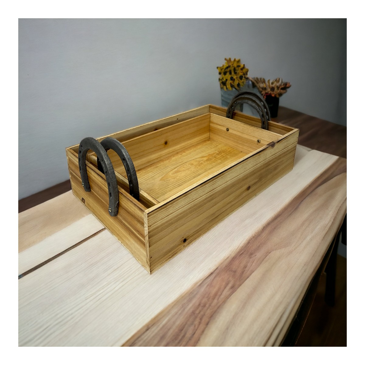 Wooden Trays Horseshoe Handles g