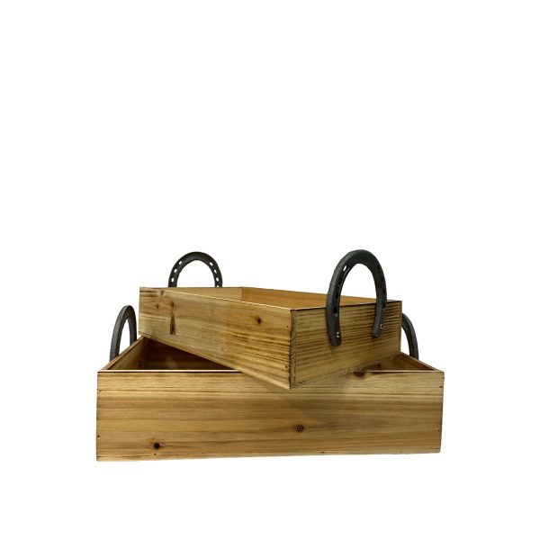 Wooden Boxes with Horseshoe Handles