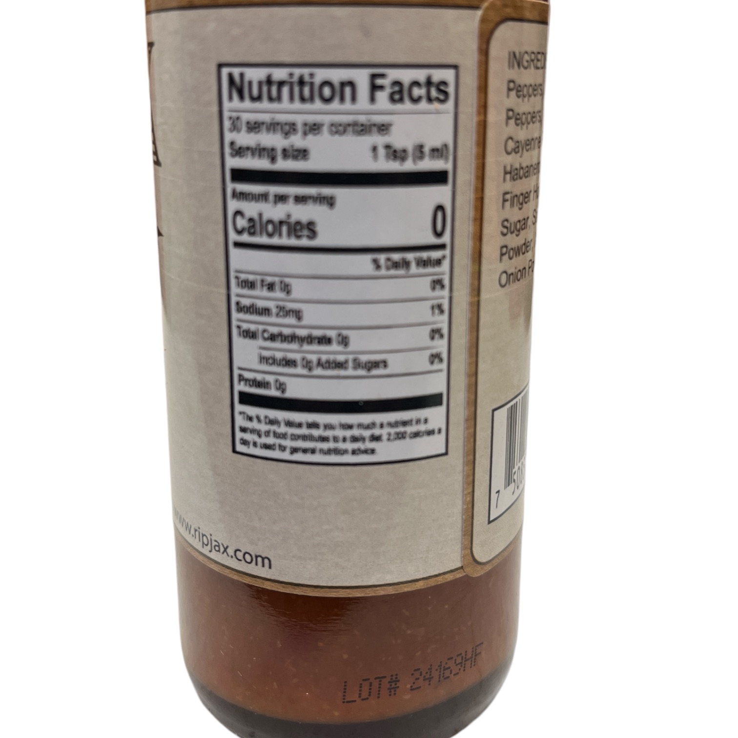 Rip Jax Five Pepper Hot Sauce nutrition