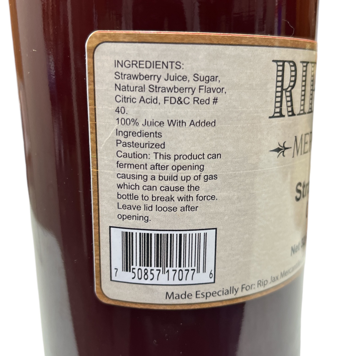 Rip Jax Strawberry Cider ingredients